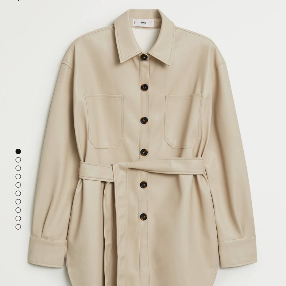 Mango Cream Faux Leather Shirt